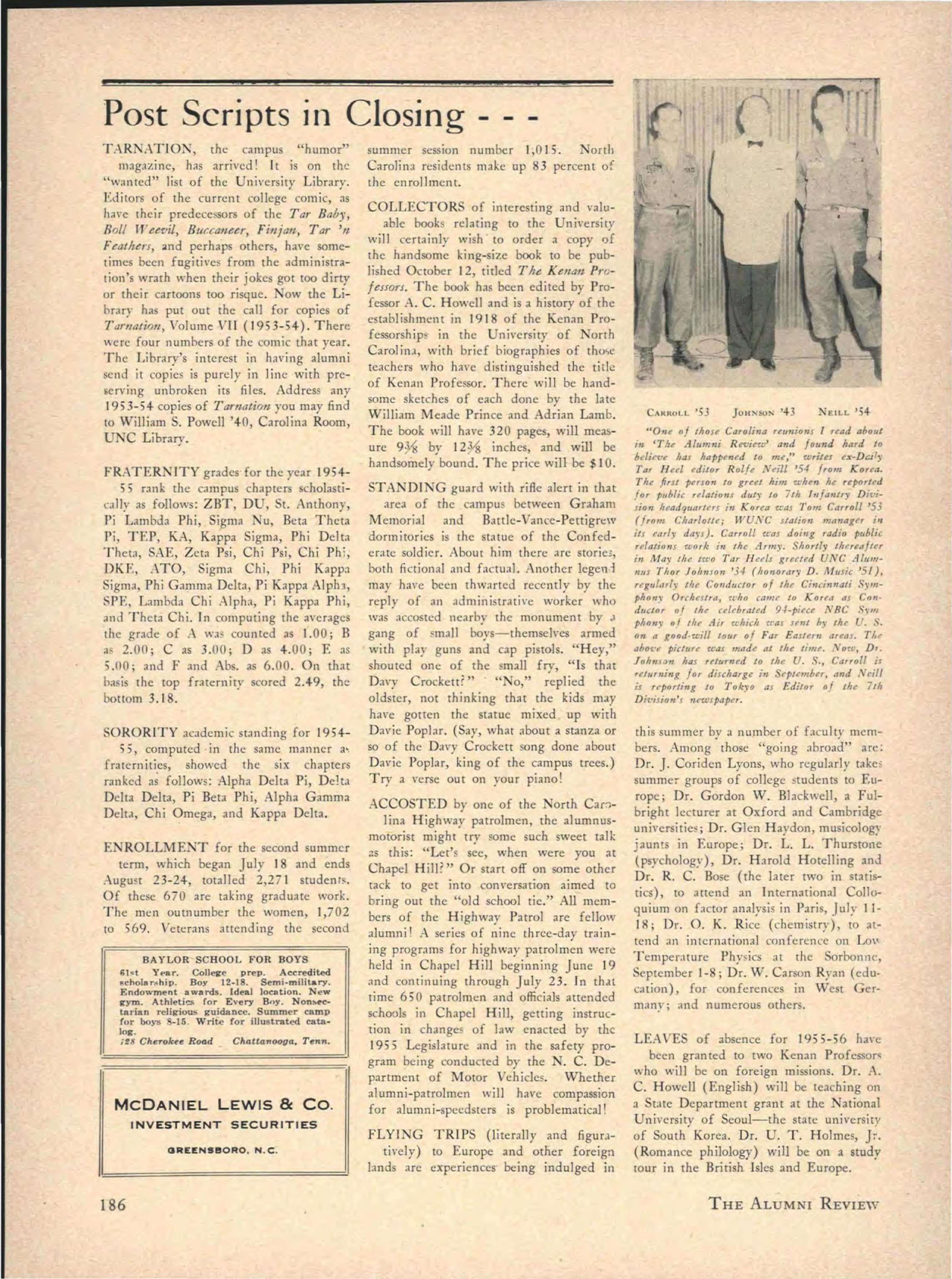 Carolina Alumni Review May 1955 Page 186