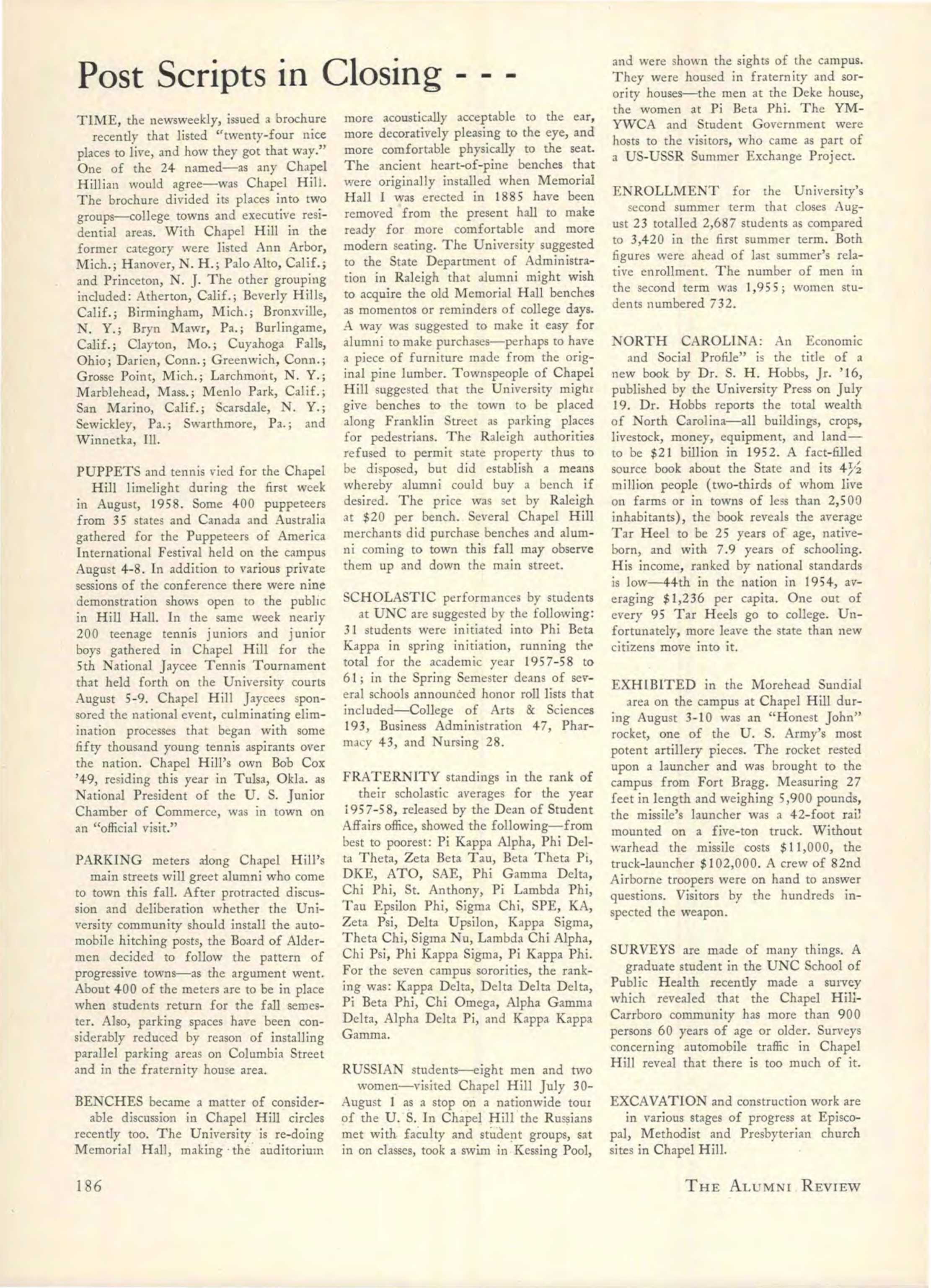 Carolina Alumni Review April 1958 Page 186