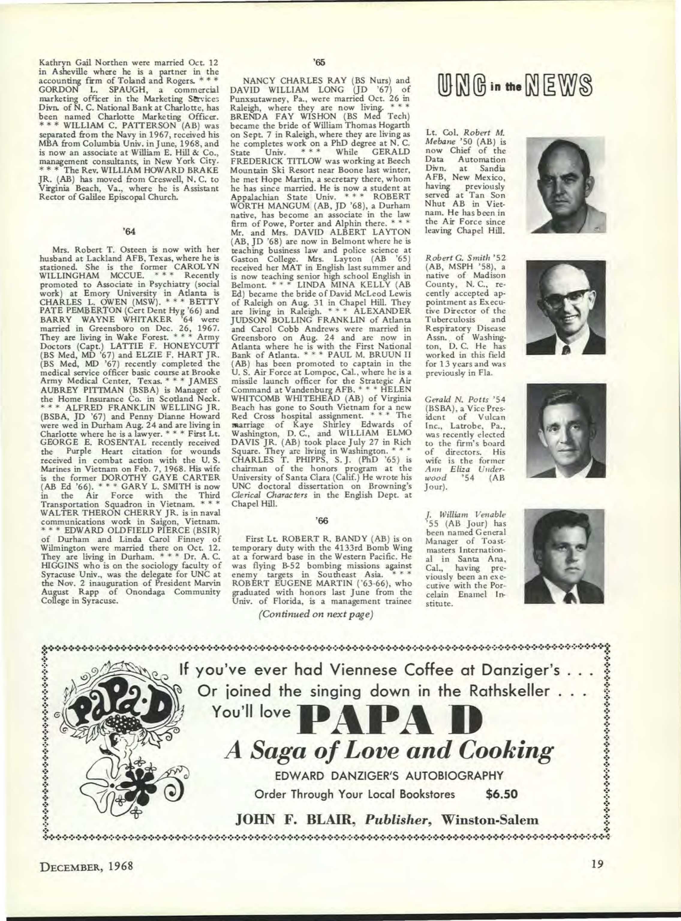 Carolina Alumni Review - December 1968 - page 19, image size:2271x3072