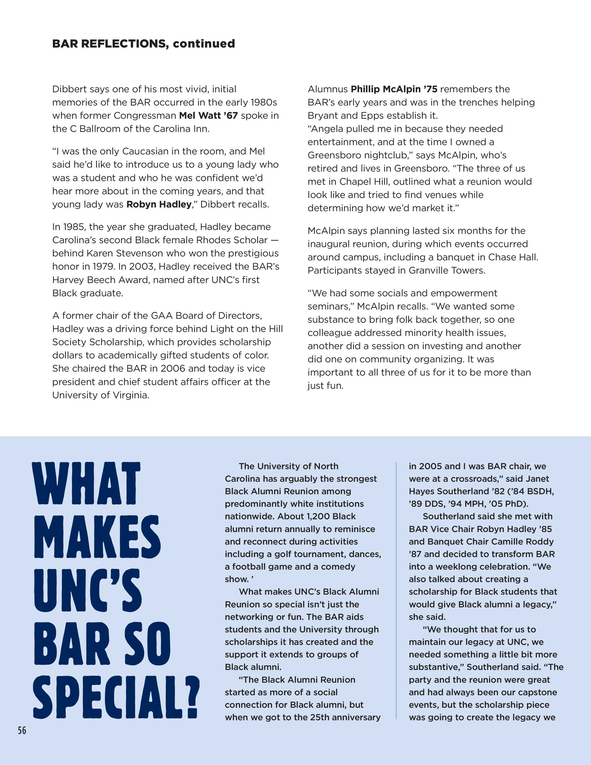 Carolina Alumni Review - BAR Journal 2023 - page 56